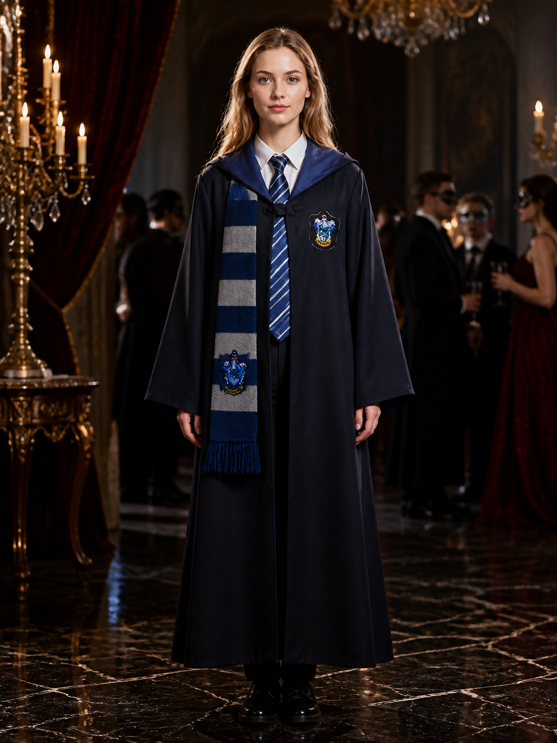 Kids Wizard Robe Costume Set with Striped Scarf and Tie Costumes detail