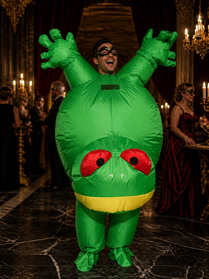Green Inflatable Dinosaur Costume with Red Eyes, Funny Halloween Outfit Costumes detail