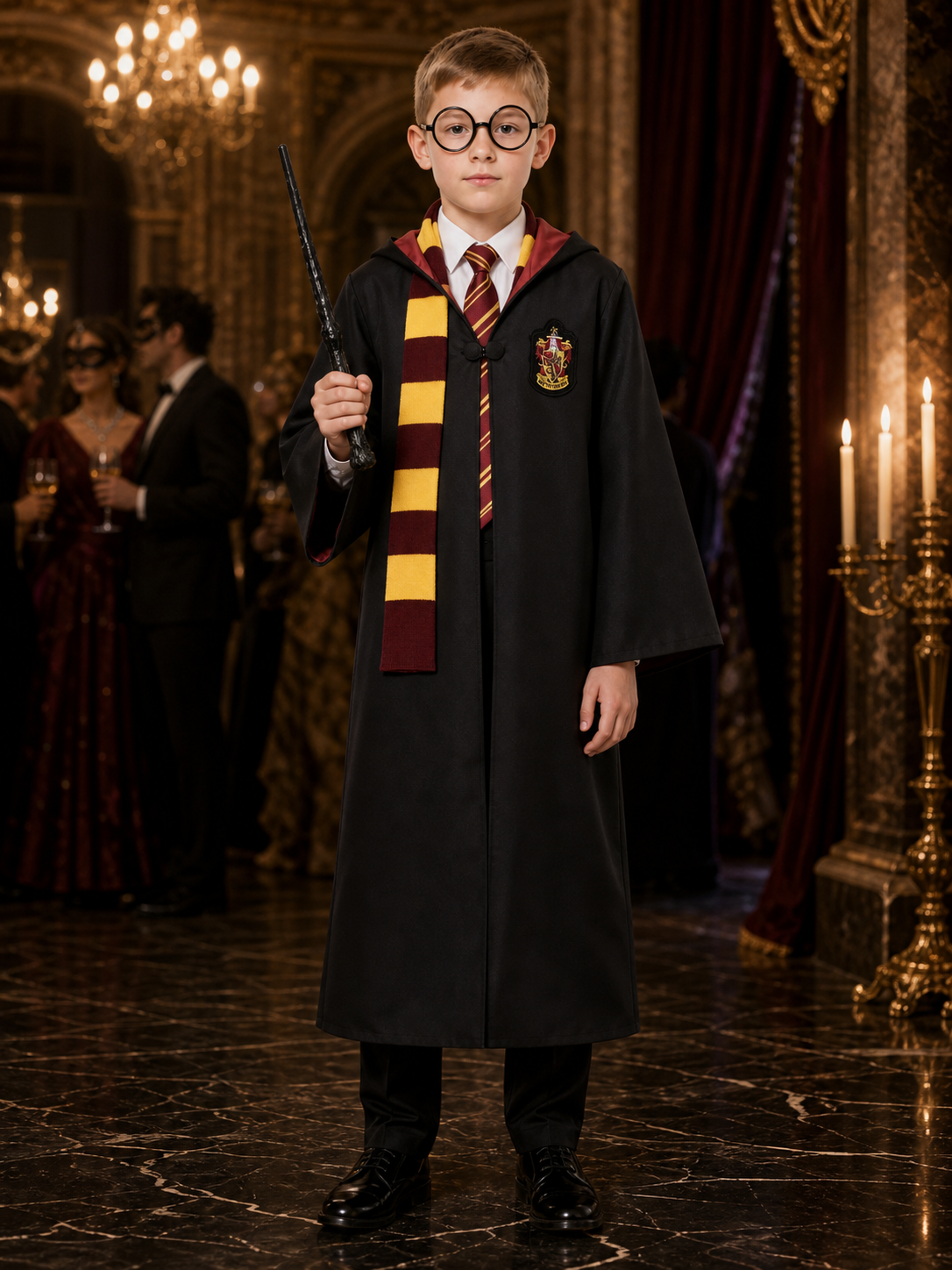 Gryffindor Wizard Costume: Robe, Scarf, Wand, Cosplay Costume Accessories detail