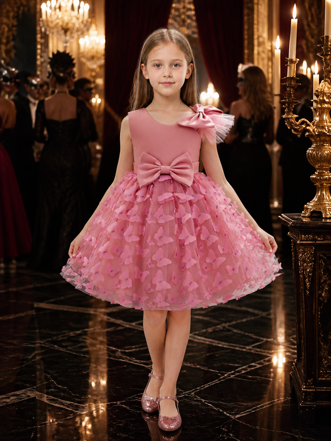 Baby Girls' Butterfly Princess Dress, Layered Tulle Flower Girl Party Outfit Costume Dresses detail