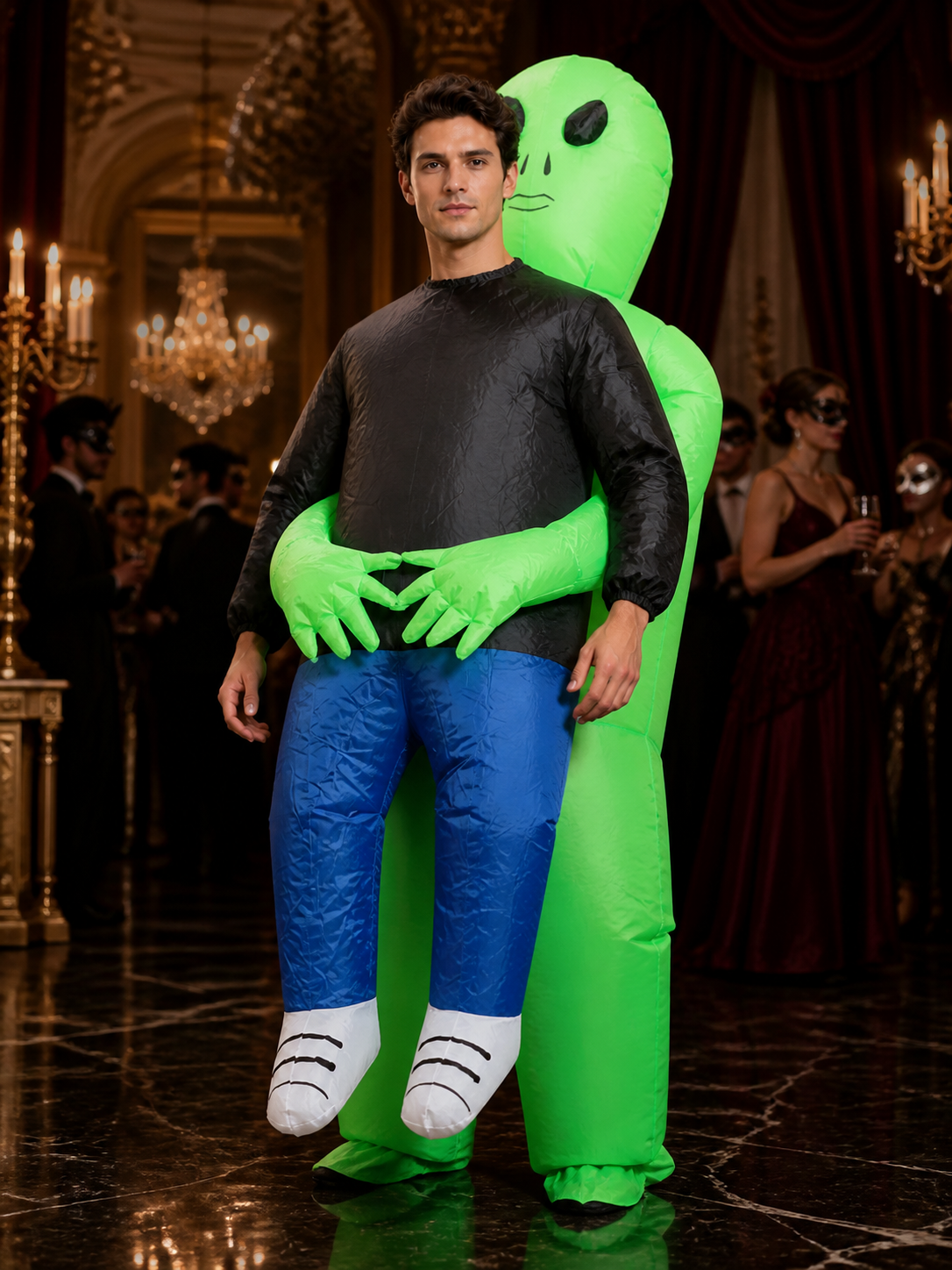 Unisex Inflatable Alien Costume with Long Green Arms, Funny Halloween Christmas Costumes detail