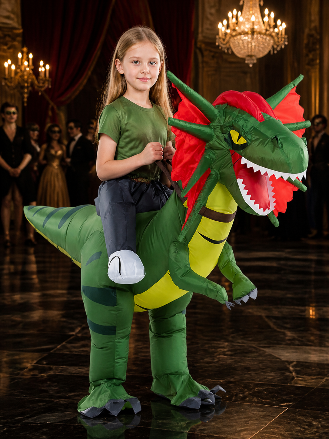 Unisex Inflatable Dinosaur Costume With Red Frill And Claws, Halloween Party Costumes detail