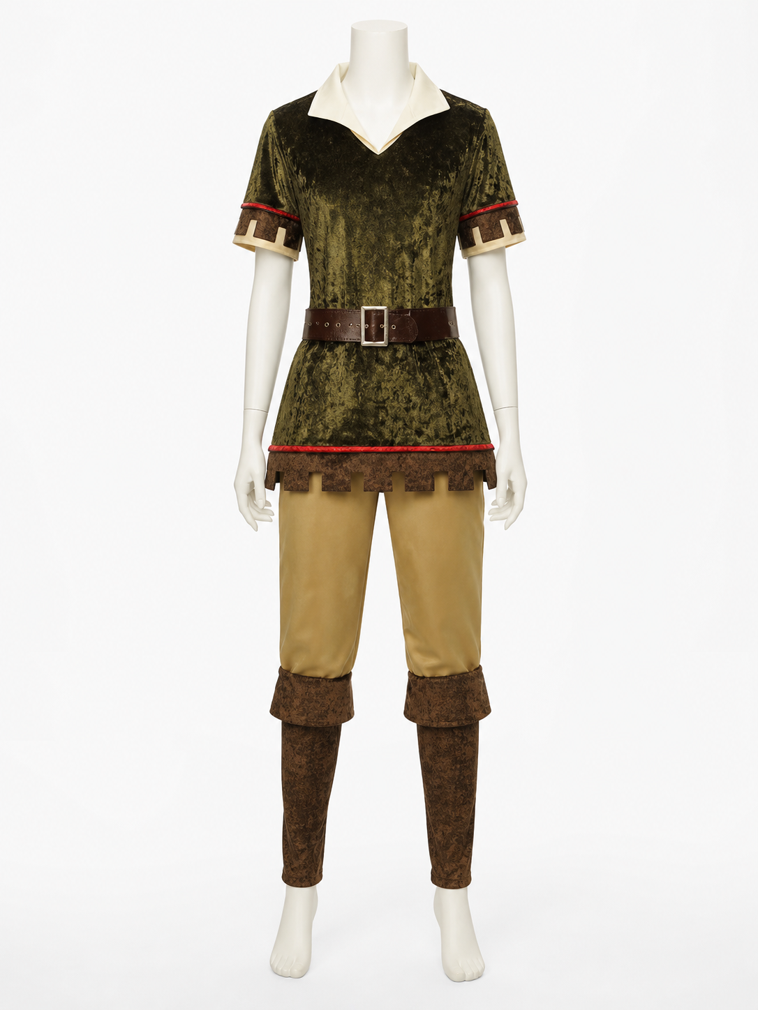 Women's And Men's Robin Hood Costume Set, Medieval Forest Ranger Cosplay Outfit Costumes detail