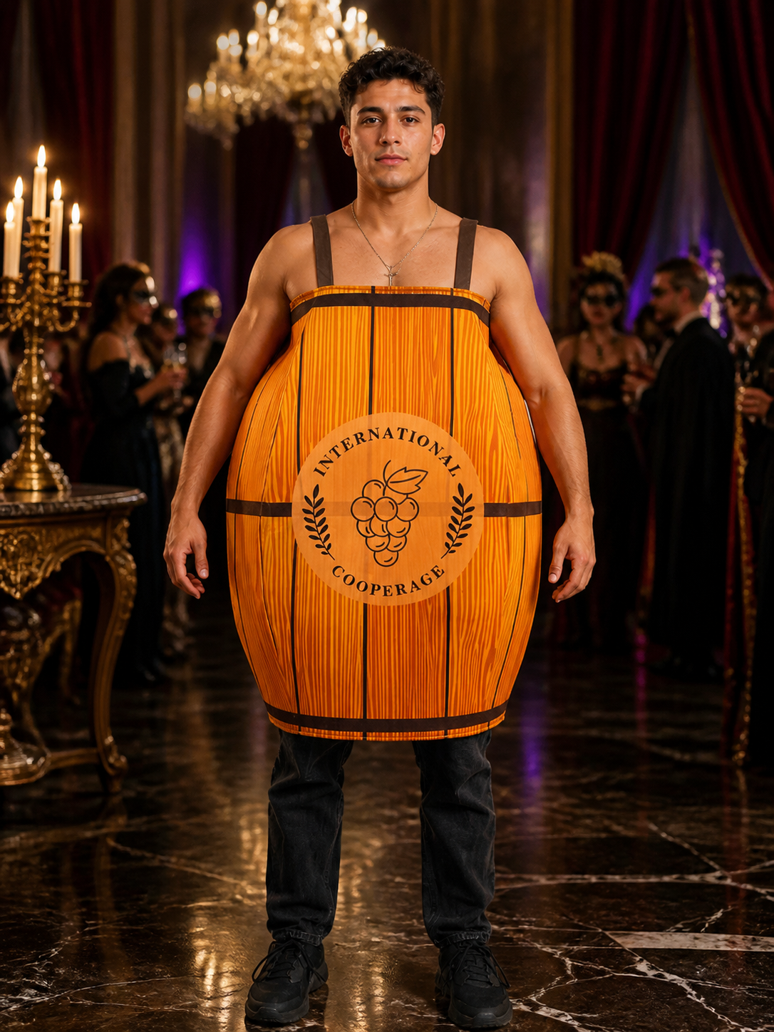 Halloween Barrel Costume with Round Emblems Costumes detail
