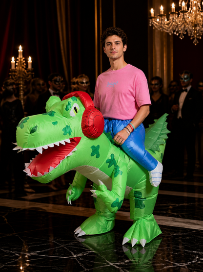 Inflatable Dinosaur Costume, Green Red Spotted Halloween Costumes detail