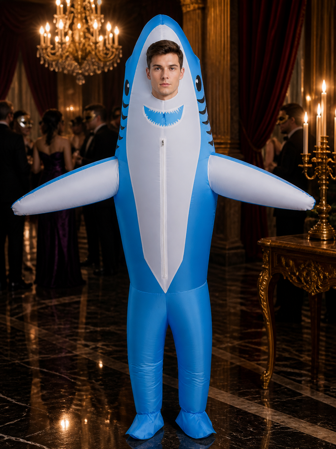 Shark Bodysuit Costume with Fin Sleeves, Halloween Outfit Costumes detail