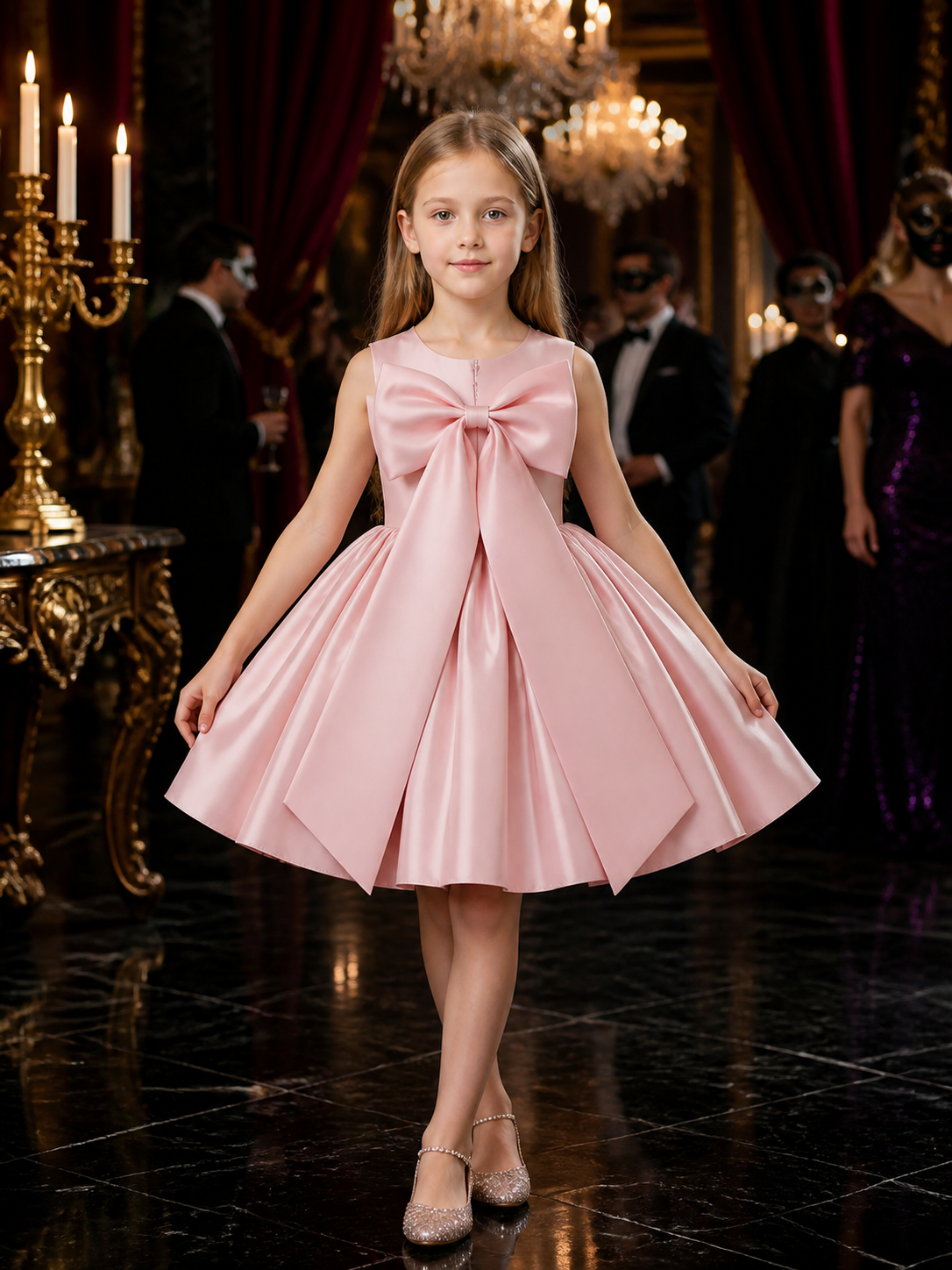 Toddler Girls' Pink Princess Dress, Sleeveless Oversized Bow and Fluffy Skirt Costume Dresses detail