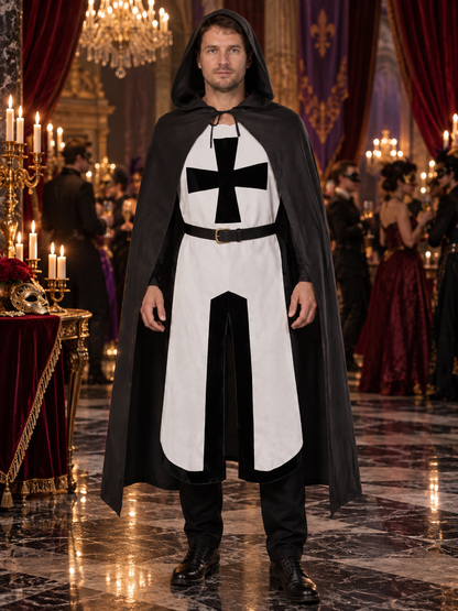 Medieval Knight Carnival Costume with Cross and Cape