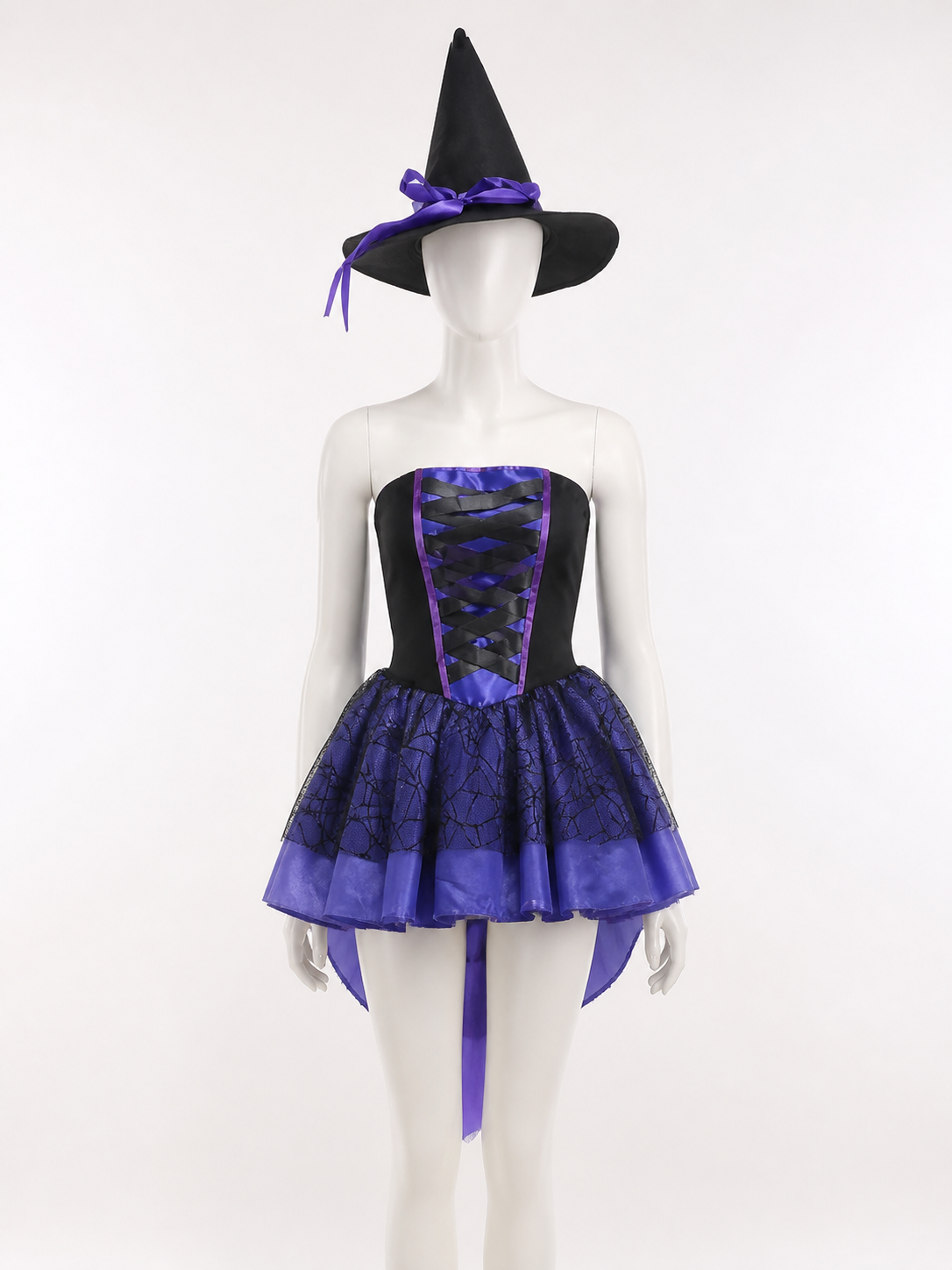 Witch Costume with Corset and Purple Skirt for Halloween Costumes detail
