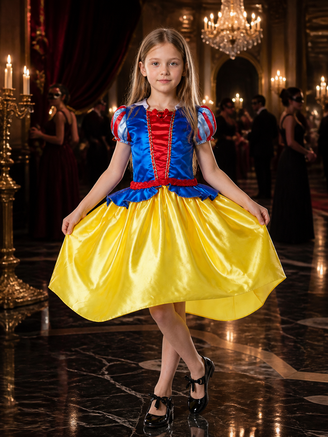 Kids Princess Costume Dress, Blue Red Yellow Ball Gown for Halloween Costume Dresses detail
