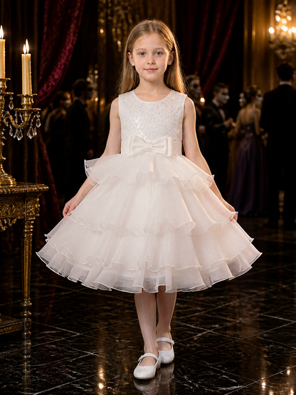 Toddler Girls' Princess Dress, Sequined Bodice, Layered Tulle Skirt With Bow Costume Dresses detail