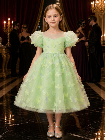 Toddler Girls' Butterfly Princess Dress with Puff Sleeves and Tulle Skirt Costume Dresses detail