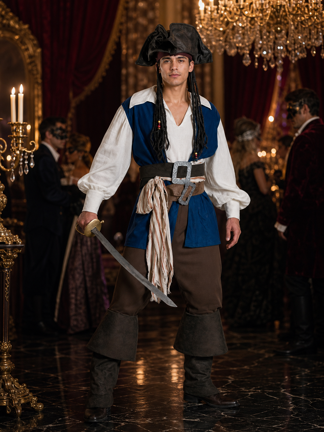 Pirate Costume with Tricorn Hat for Cosplay and Halloween Costume Headwear detail