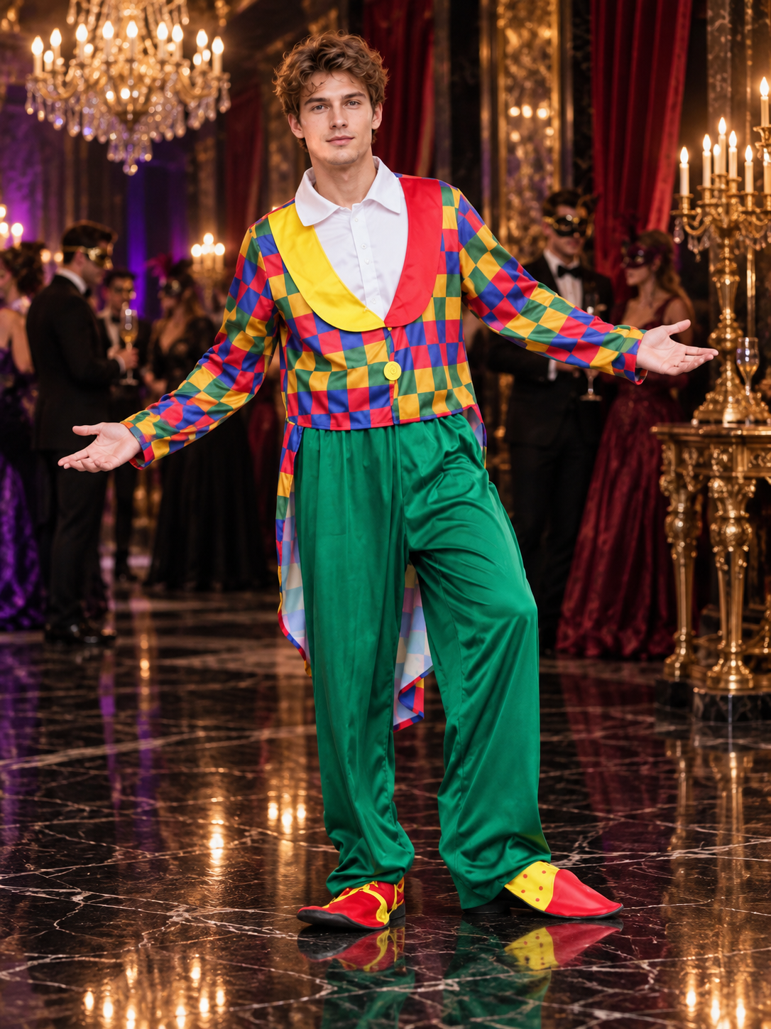 Adult Clown Costume, 3 Pieces