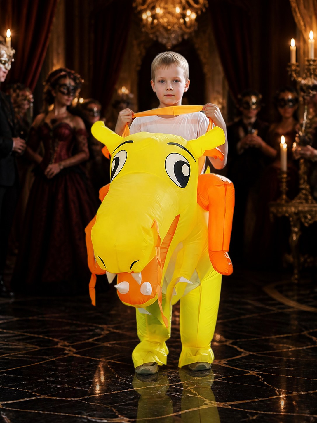 Kids Inflatable Dinosaur Costume, Cartoon Animal Onesie for Halloween Costumes detail