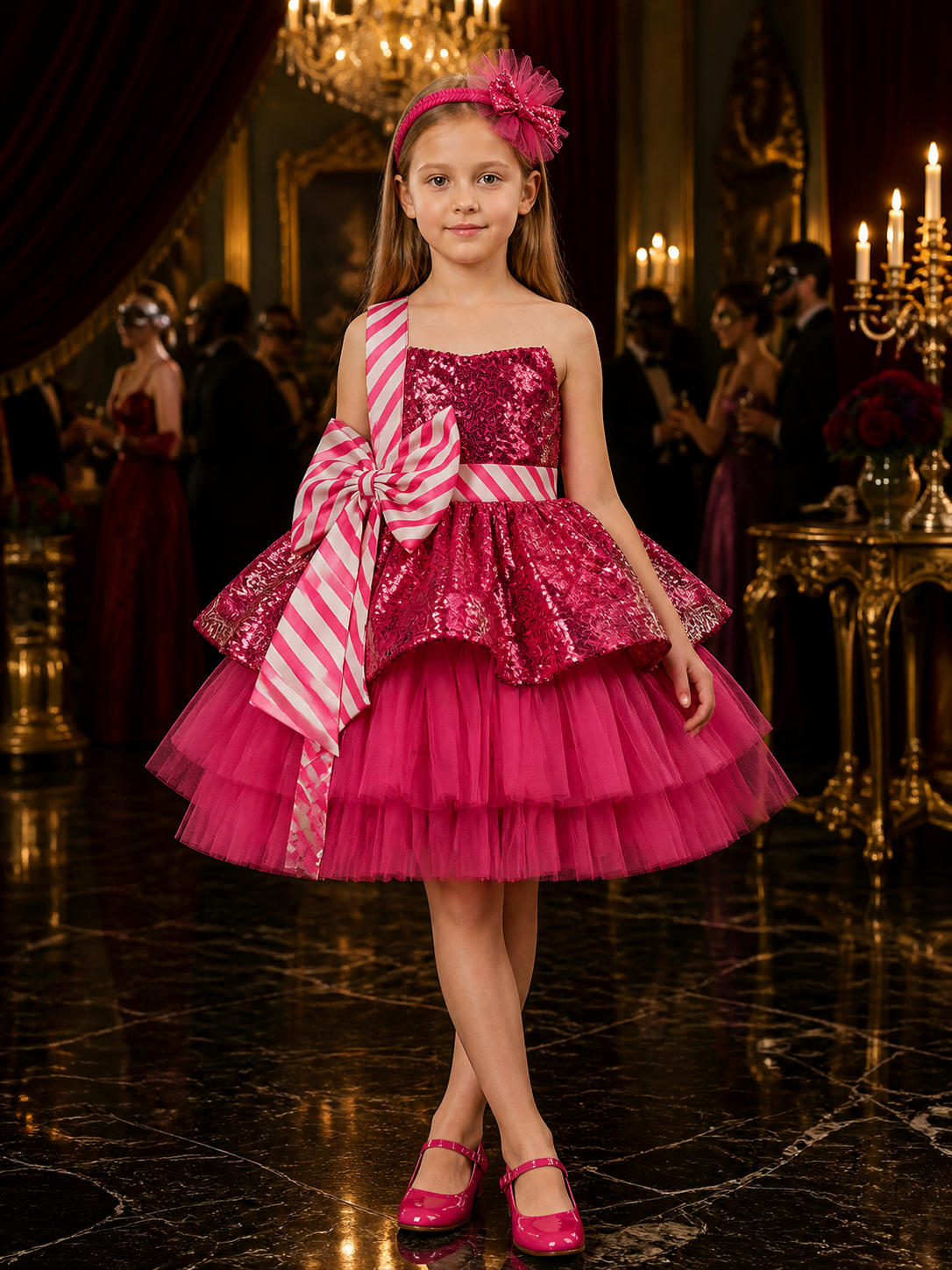 Girls' Christmas Sequin Tutu Dress Costume Set With Headband Costume Dresses detail