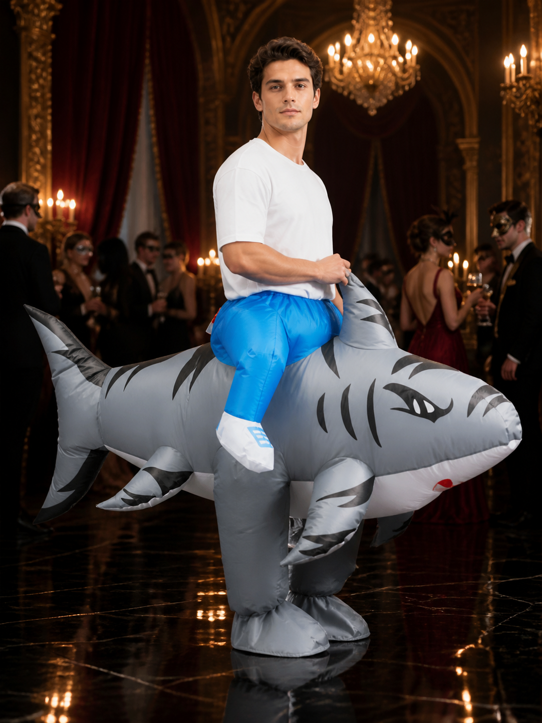 Unisex Gray Inflatable Shark Bodysuit Halloween Costume