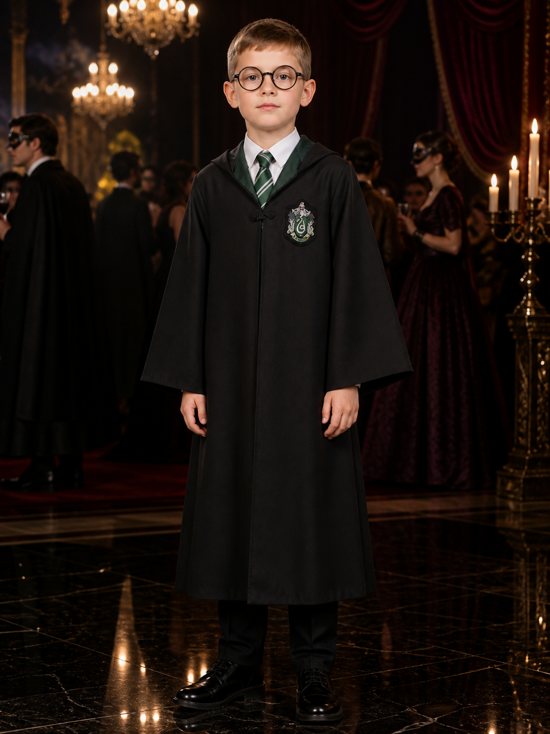 Slytherin Hooded Robe with Tie for Cosplay Costumes detail