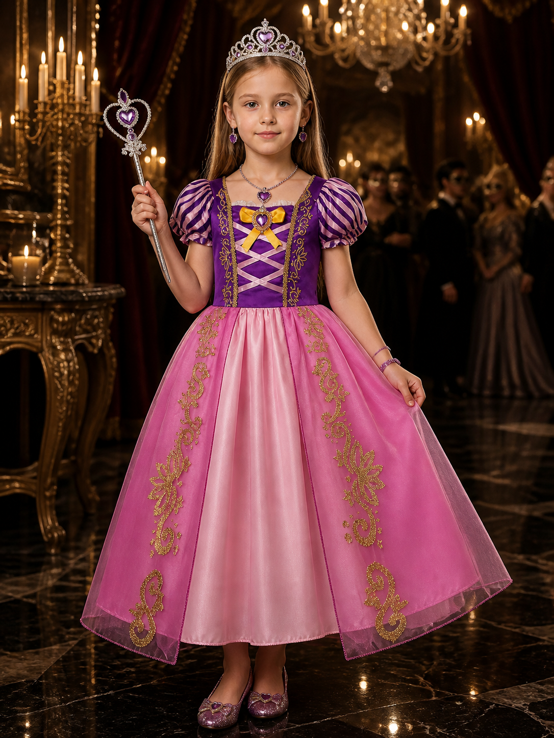 Girls Princess Tutu Dress Costume Set with Crown, Wand & Jewelry for Halloween Costume Dresses detail