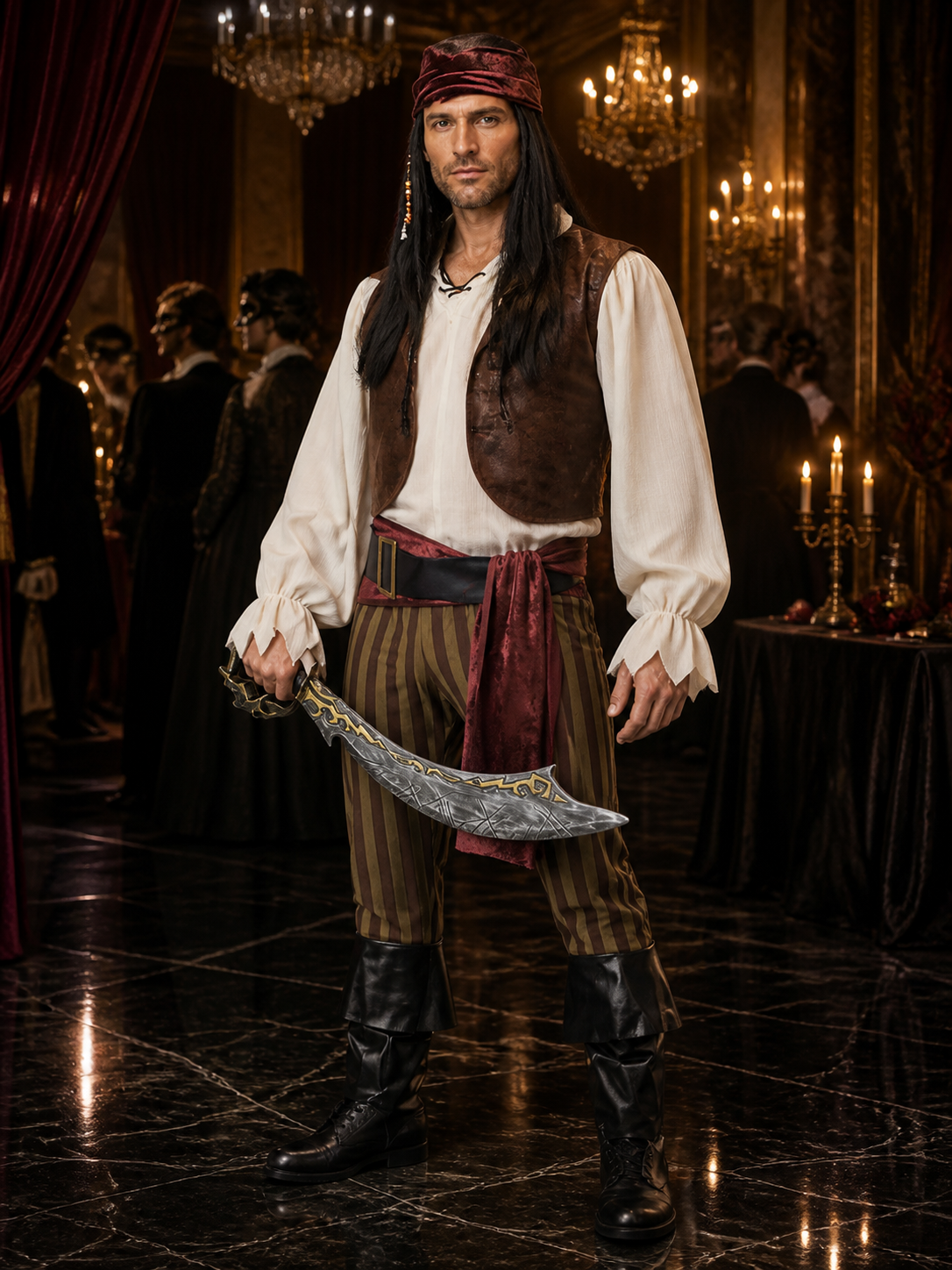 Captain Jack Sparrow Pirate Costume for Halloween Costumes detail