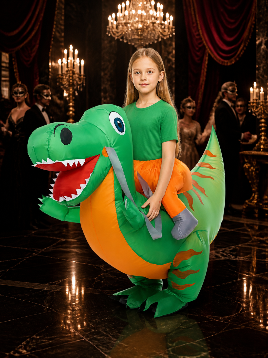 Inflatable Dinosaur Costume, Funny Halloween Party Outfit with Tail and Feet Costumes detail
