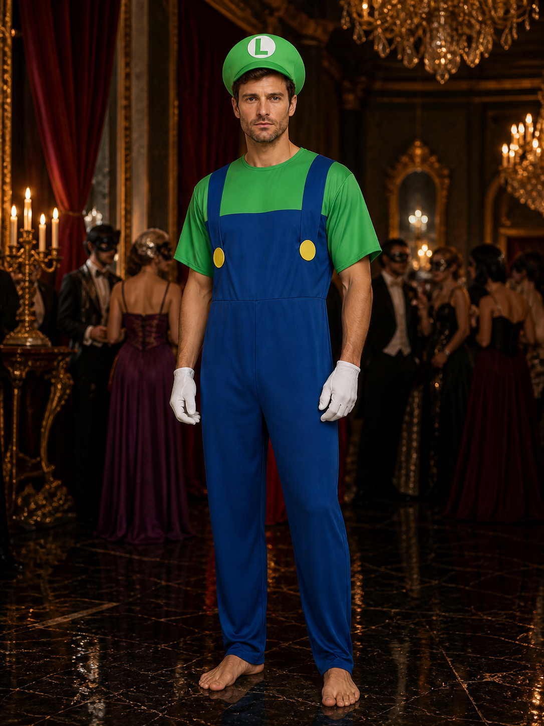 Super Mario Carnival Costume Jumpsuit for Cosplay Costumes detail