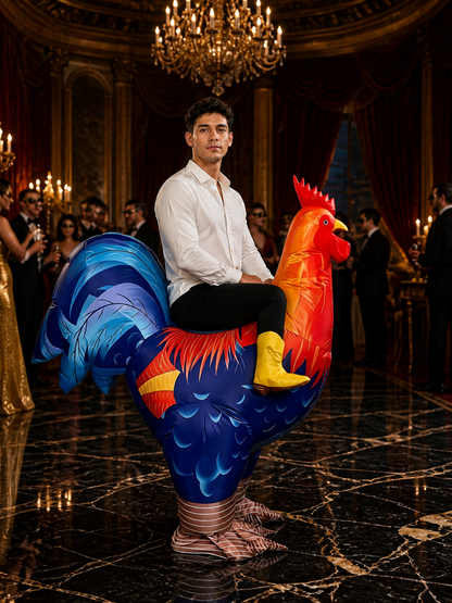 Large Inflatable Rooster Pool Float with Ride-On Seat for Adults and Kids product detail