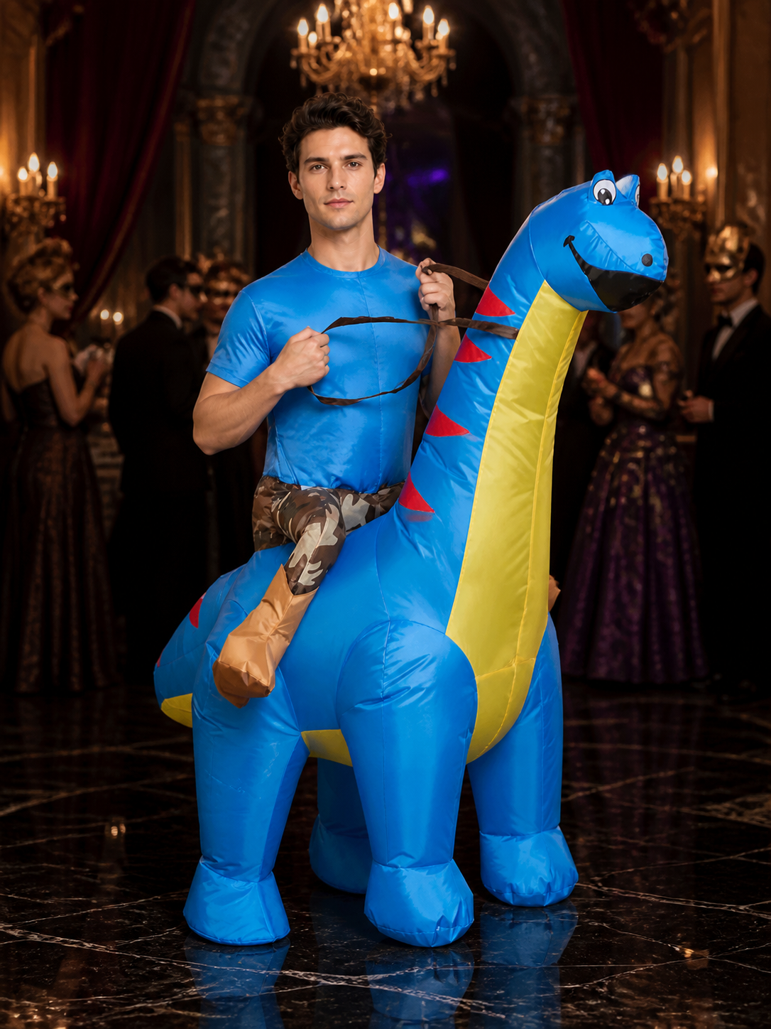 Adult Inflatable Four-Legged Dinosaur Costume With Saddle, Halloween Party Costumes detail