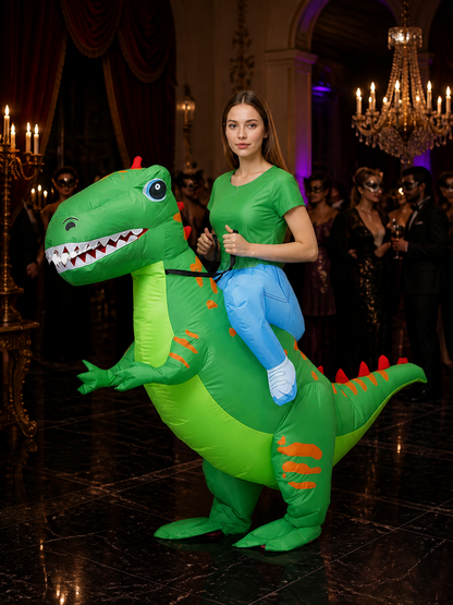 Kids Inflatable Dinosaur Costume with Orange Stripes and Spiked Back Costumes detail