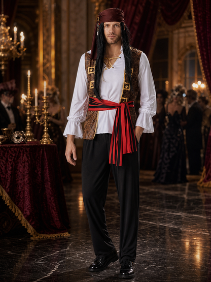 Pirate Costume with Vest for Masquerade Costumes detail