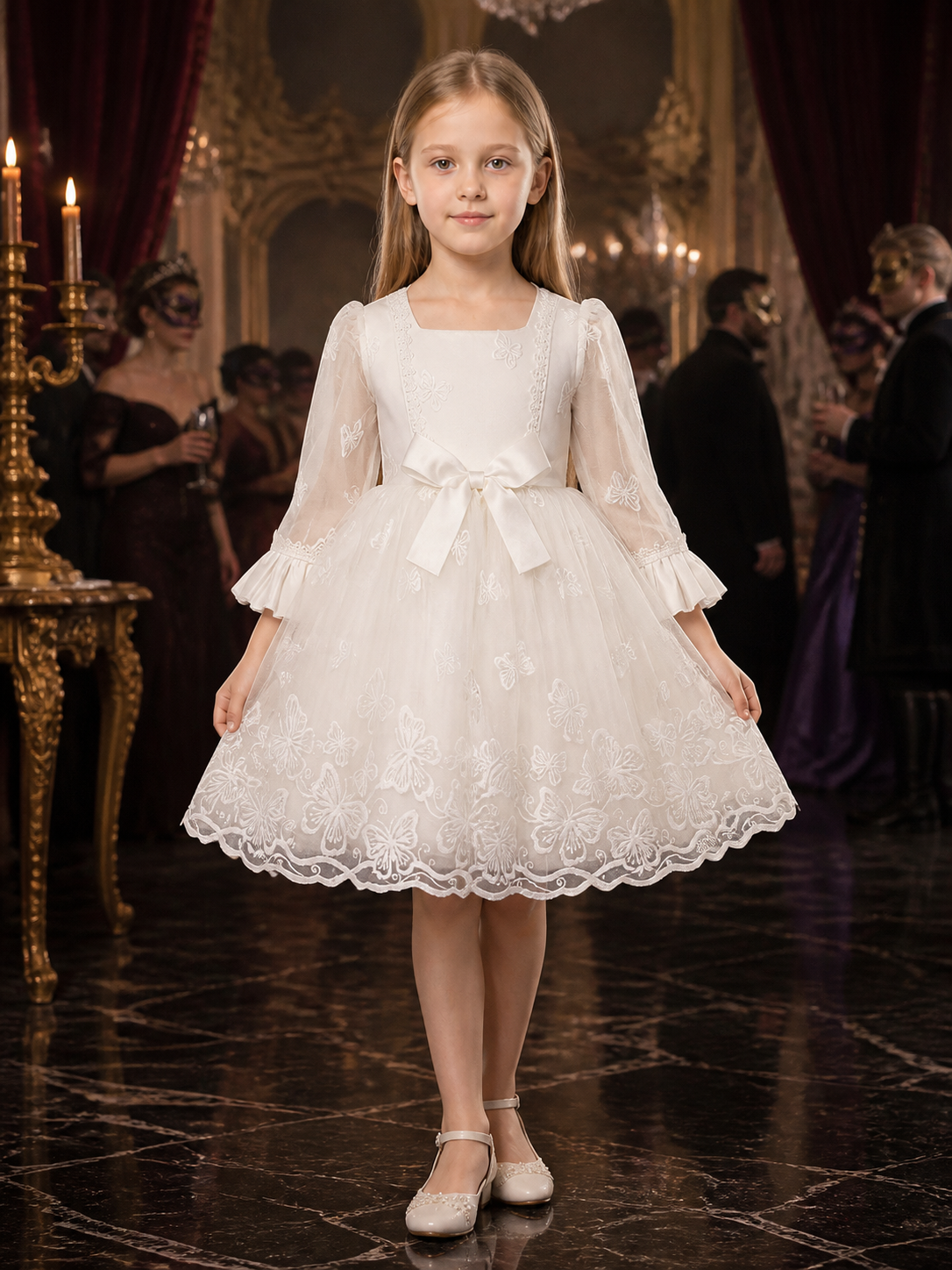 Toddler Girls' Princess Dress, Long Sleeve Lace Tutu Gown With Butterfly Costume Dresses detail