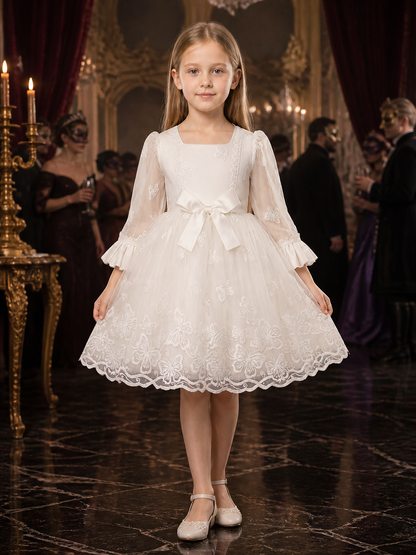 Toddler Girls' Princess Dress, Long Sleeve Lace Tutu Gown With Butterfly Costume Dresses detail
