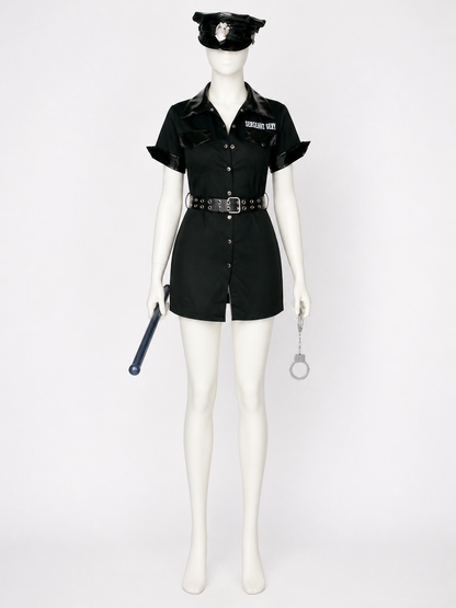 Women's Police Officer Costume Set with Hat, Belt, Handcuffs and Baton Costume Headwear detail