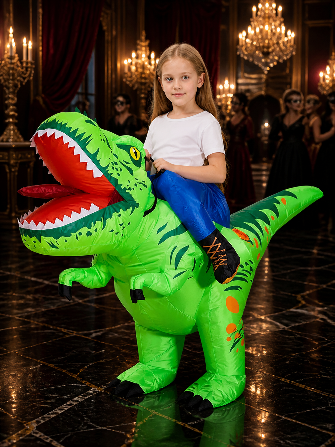 Green Dinosaur Inflatable Costume, Funny Halloween Party Outfit Costumes detail