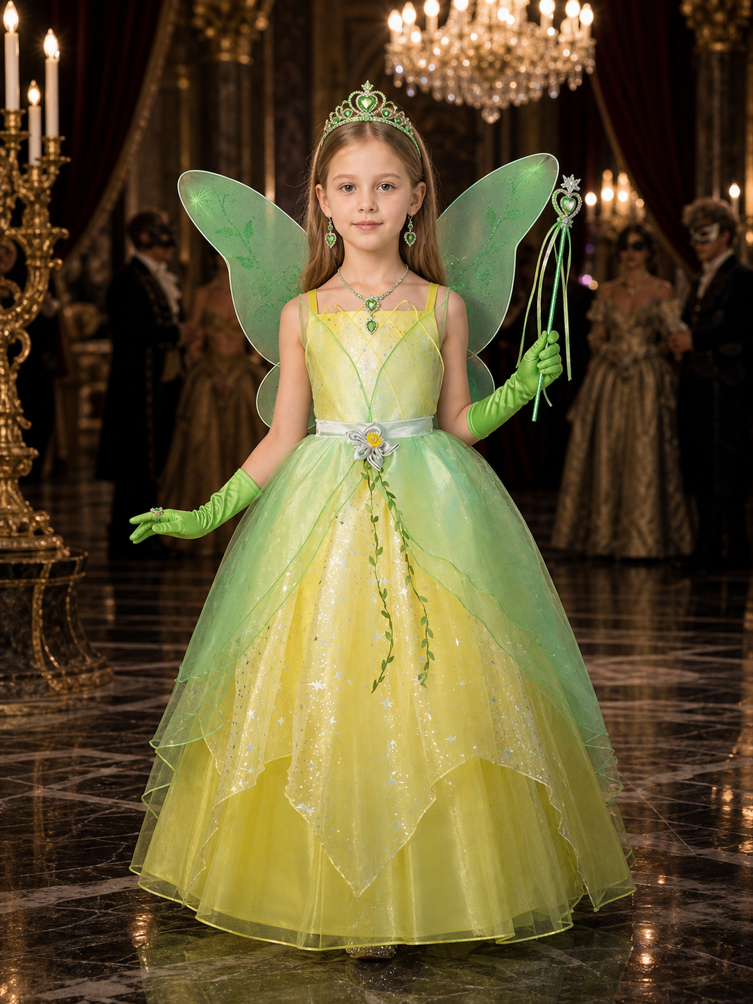 Girls' Princess Butterfly Costume Dress with LED Lights and Gradient Tulle Costume Dresses detail