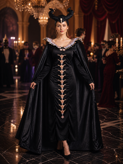 Gothic Halloween Witch Costume with Cape