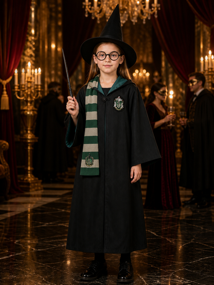 Slytherin Wizard Costume with Hood for Cosplay