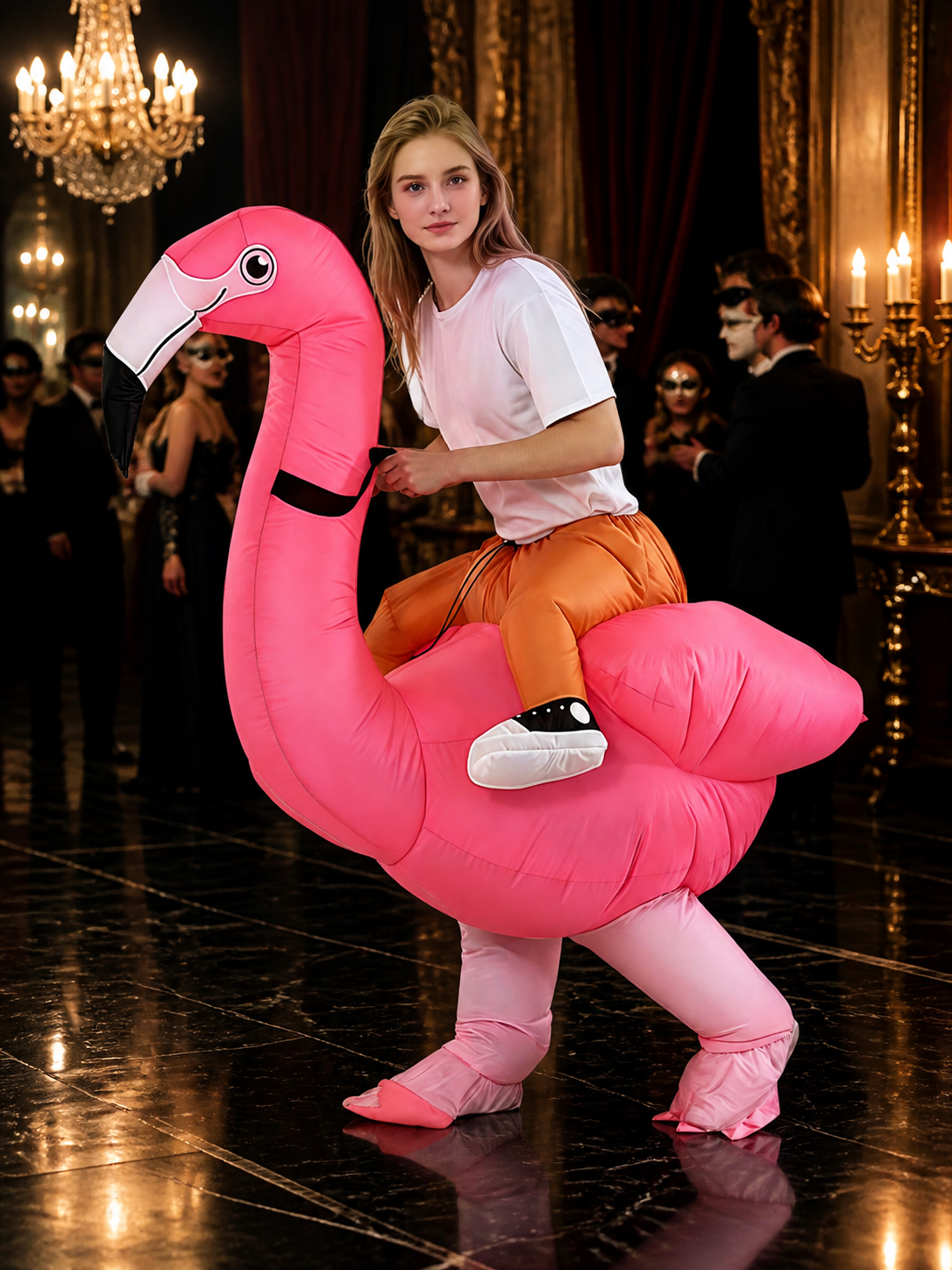 Flamingo Inflatable Costume, Funny Novelty Outfit for Halloween Cycling and Costumes detail