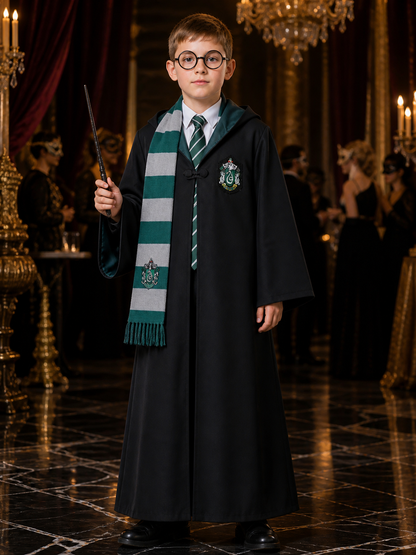 Slytherin Wizard Costume with Hood for Cosplay