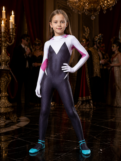 Kids' Gwen Spider Character Hooded Bodysuit Costume Costumes detail