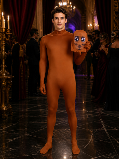 TungTungTungSahur Brown Big Eye Jumpsuit Halloween Costume with Headpiece Costume Headwear detail