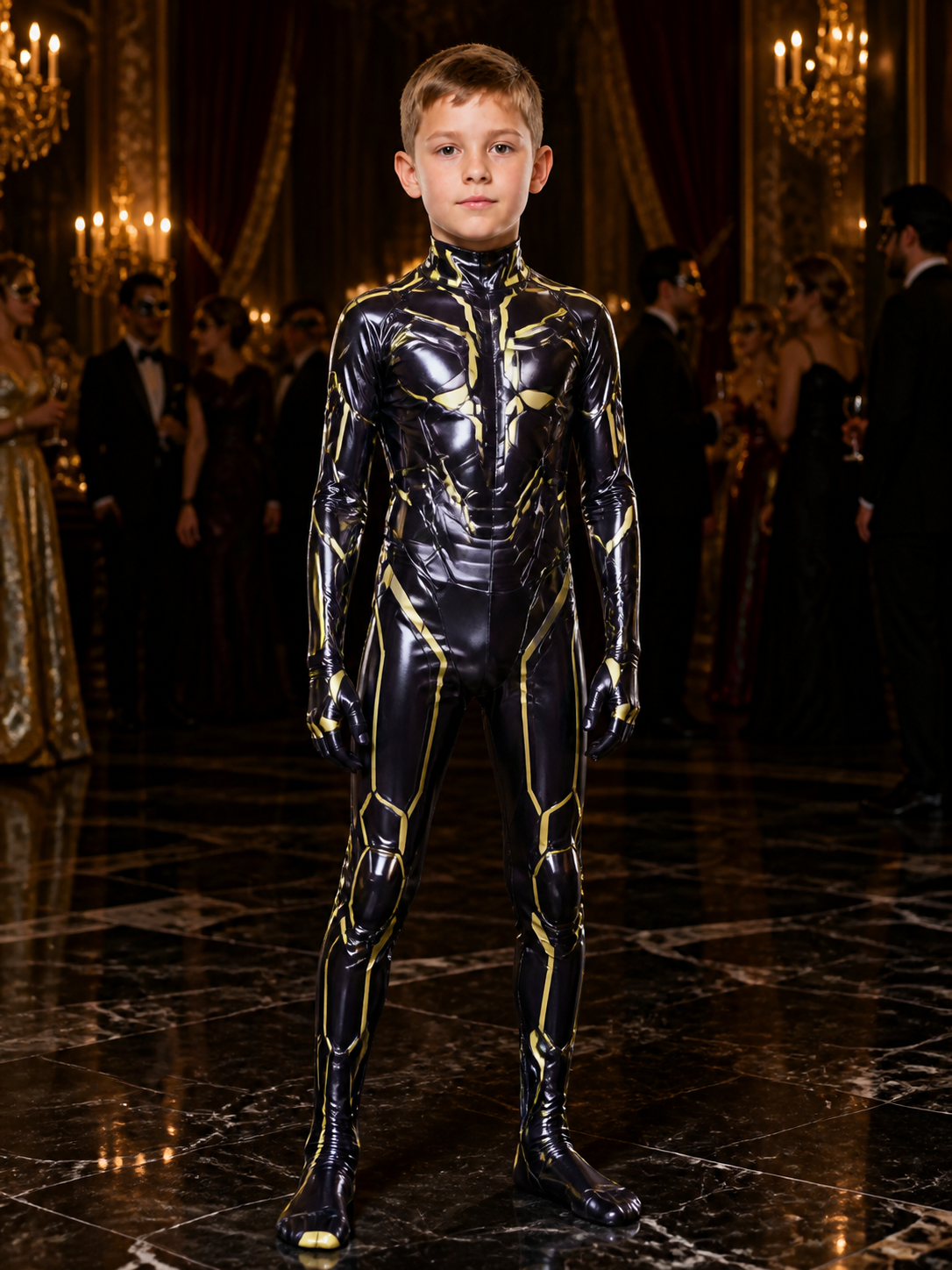 Kids' Black Iron Man Light-Up Full-Body Jumpsuit Costume Costumes detail