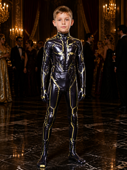 Kids' Black Iron Man Light-Up Full-Body Jumpsuit Costume Costumes detail