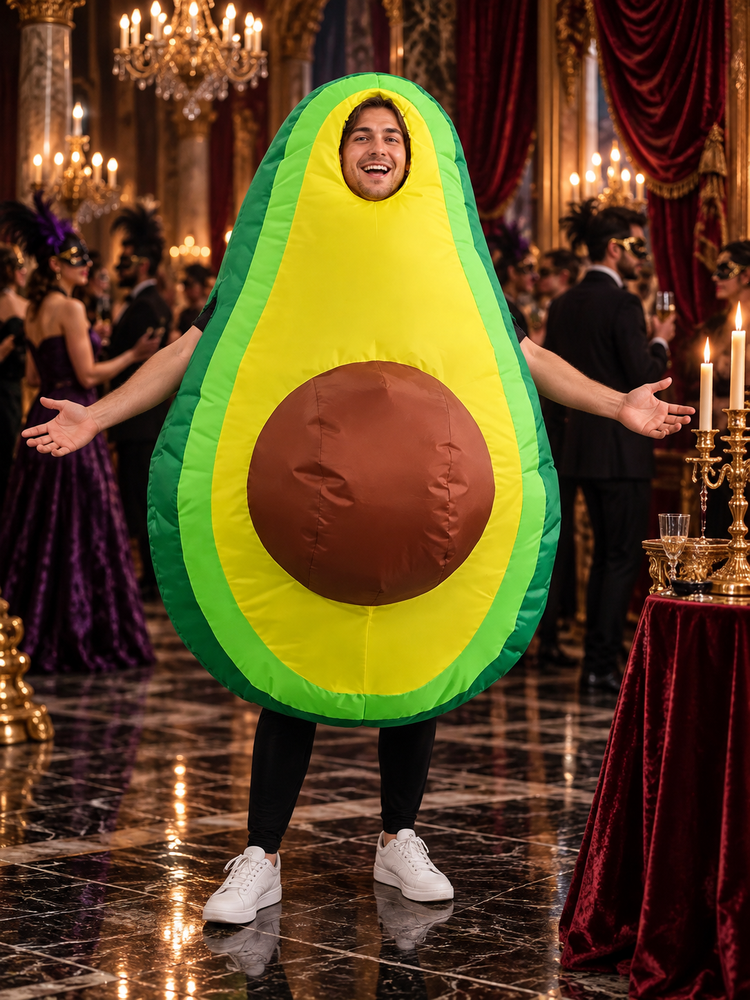 Inflatable Avocado Carnival Costume with Fan, Green