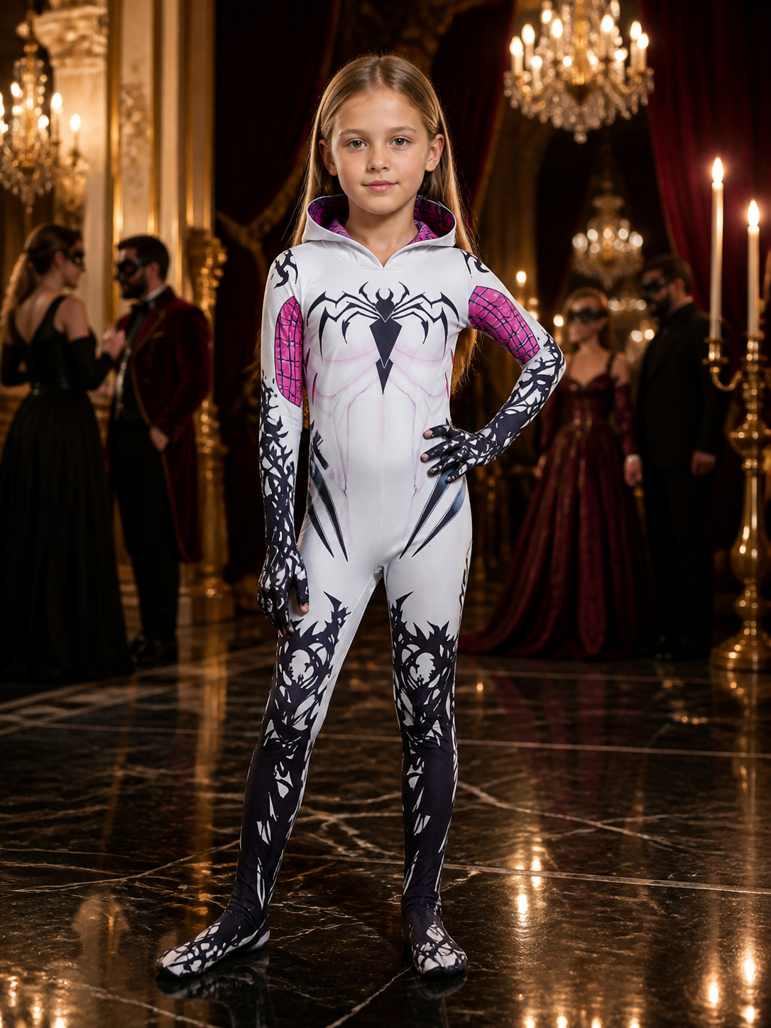 Venom Gwen Hooded Cosplay Jumpsuit Costume
