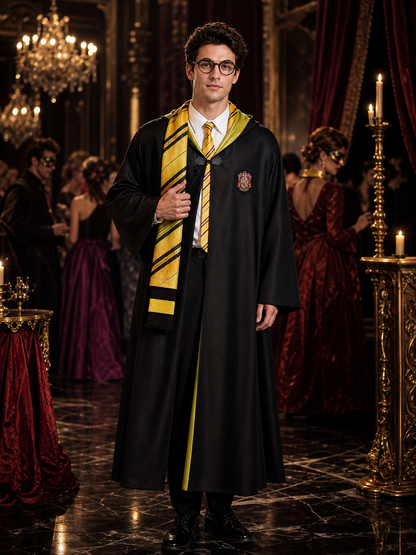 Harry Potter Hufflepuff Robe, 4-Piece Cosplay Set Costumes detail