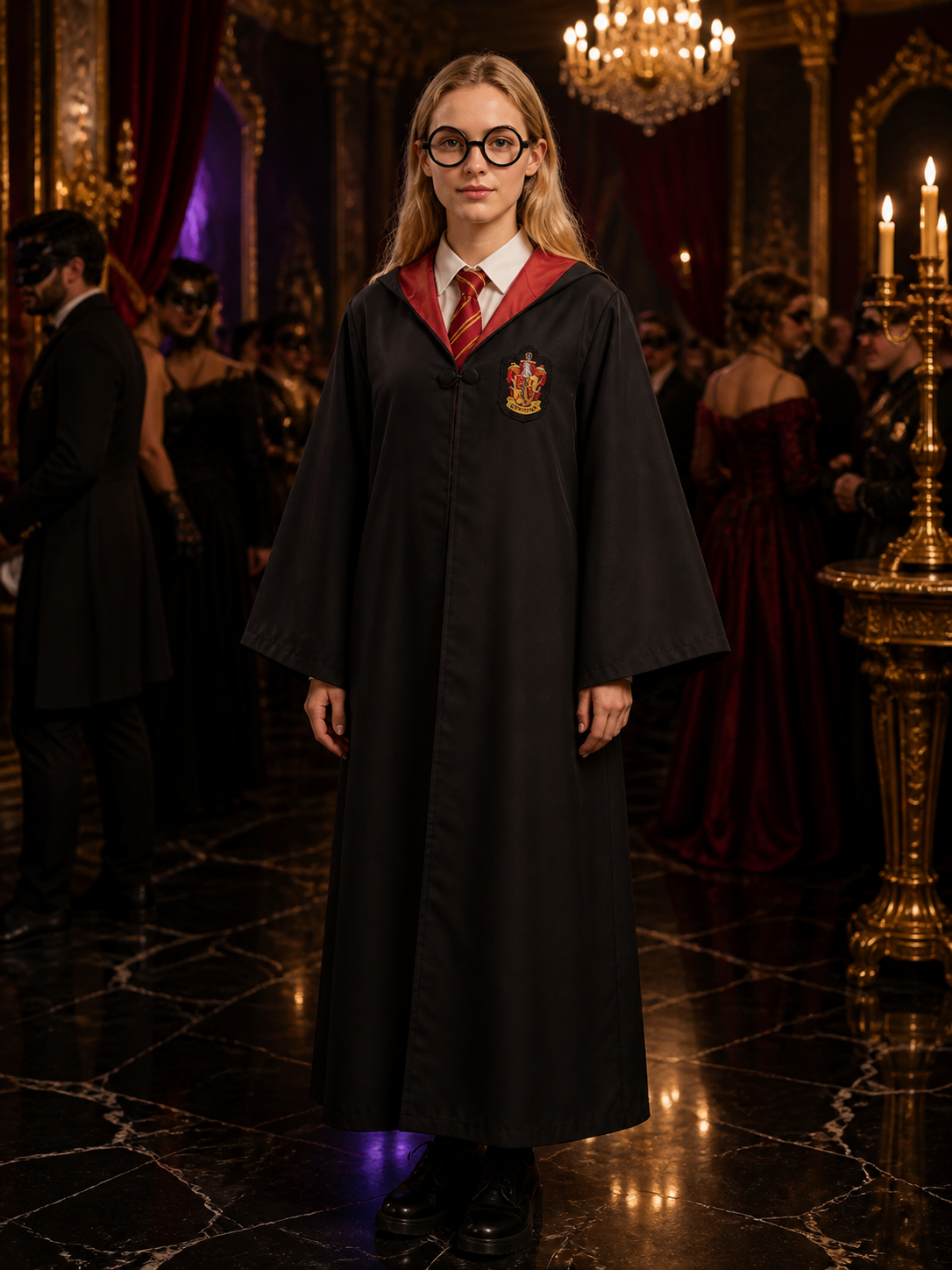 Gryffindor-Style Hooded Robe for Cosplay Costumes detail
