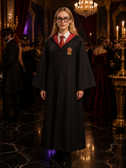 Gryffindor-Style Hooded Robe for Cosplay Costumes detail