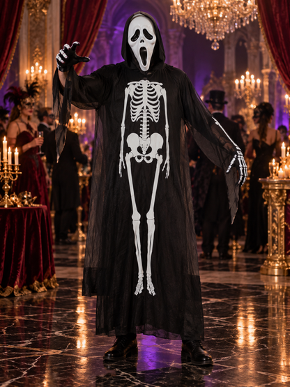Skeleton Halloween Costume with Mask, 120 cm