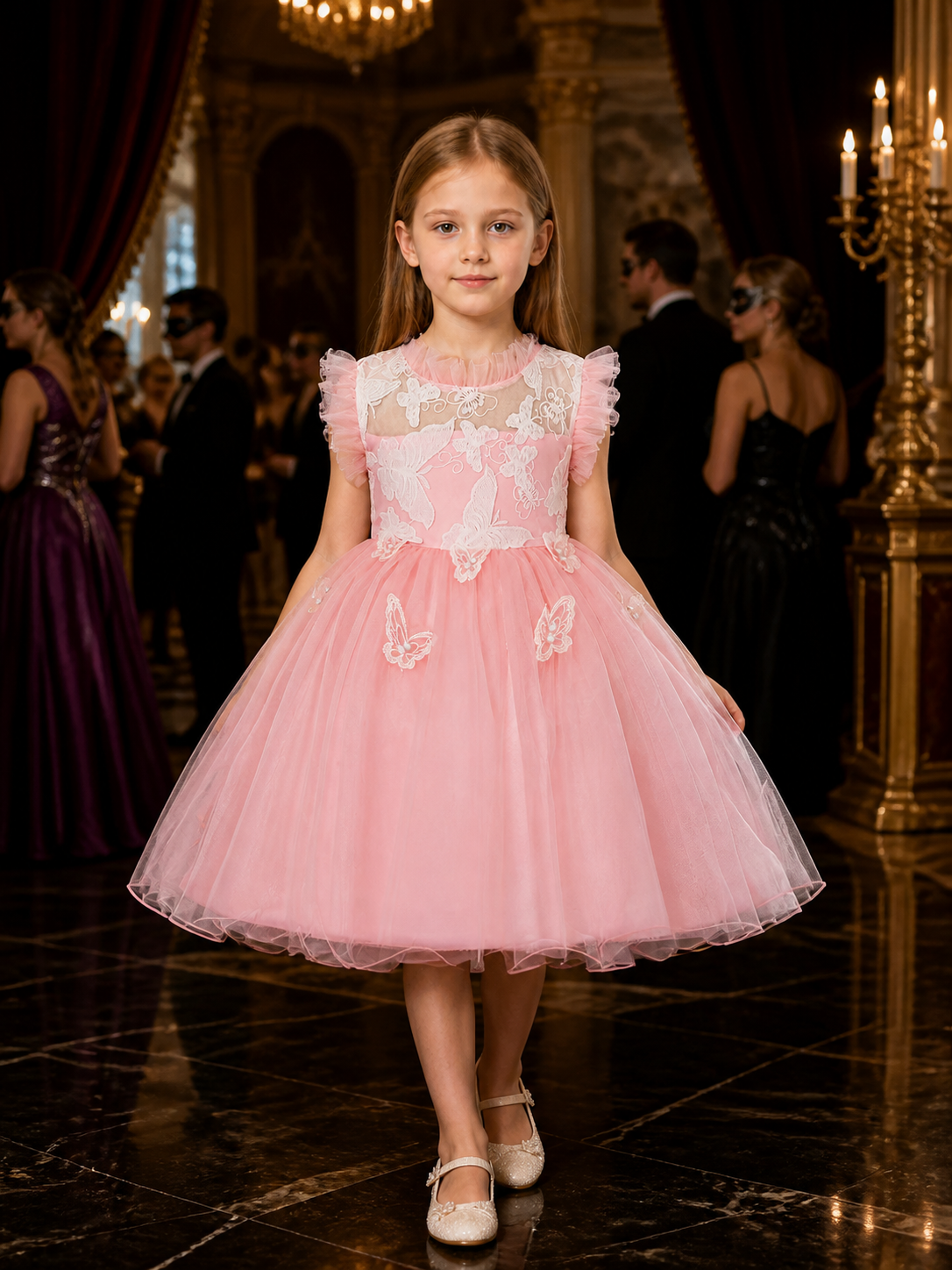 Baby Girls' Butterfly Embroidered Princess Dress, Layered Tulle Formal Gown Costume Dresses detail
